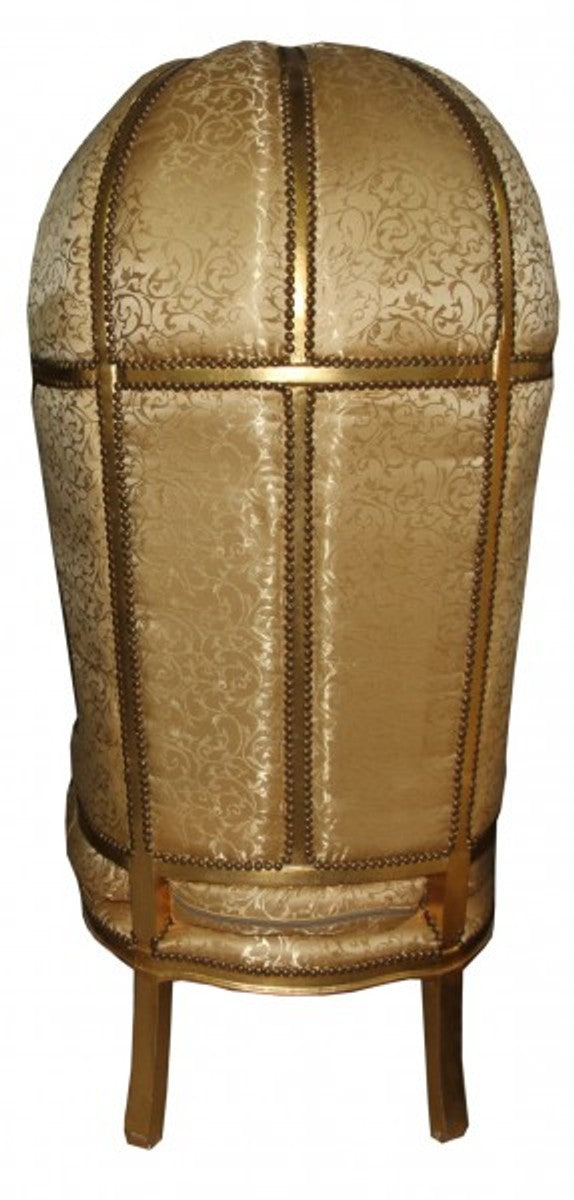 Barock Thron Sessel Victory Gold Muster / Gold - Balloon Chair -Thron Stuhl Tron