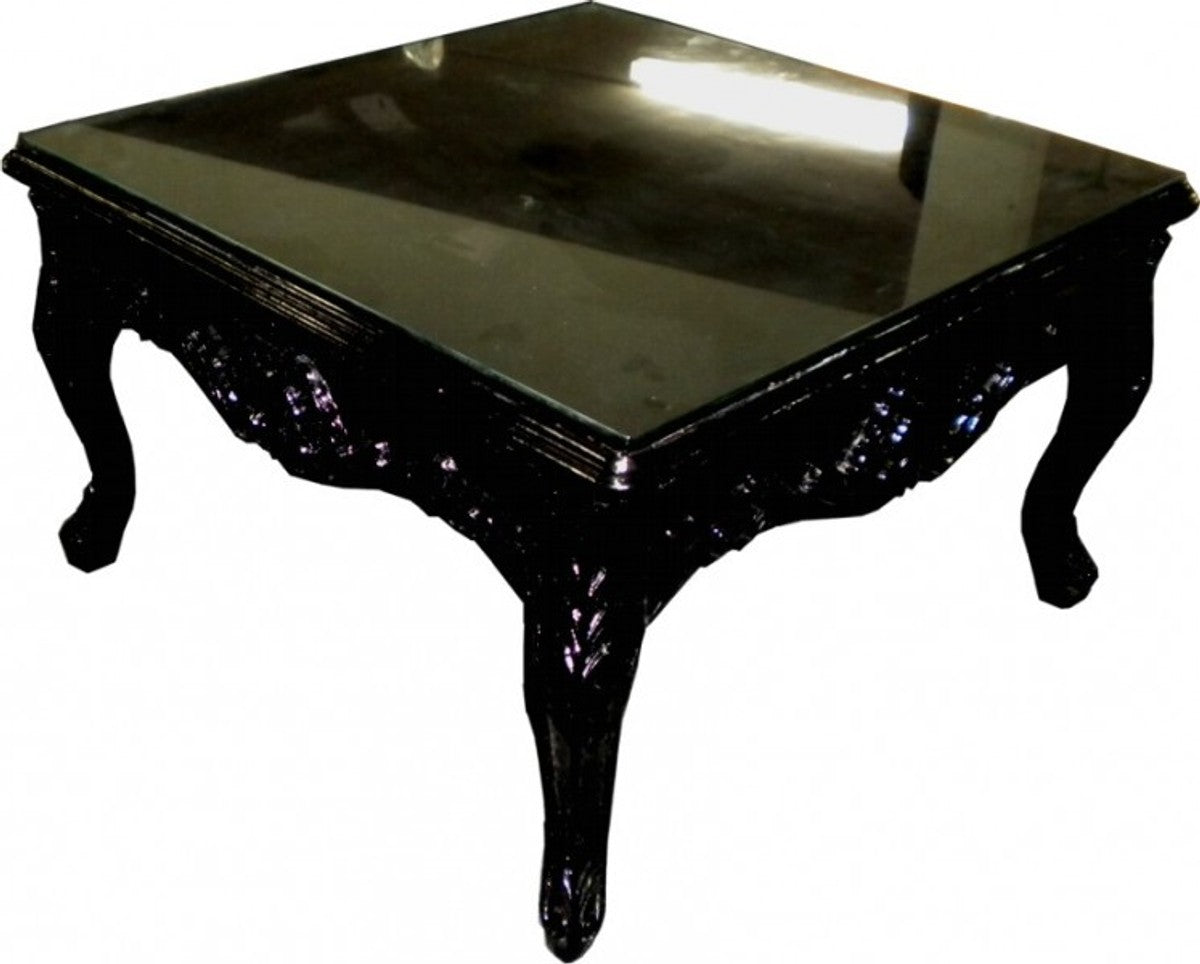 Barock Beistelltisch Schwarz 80 x 80 cm - Couch Tisch - Couchtisch - Wohnzimmer Tisch