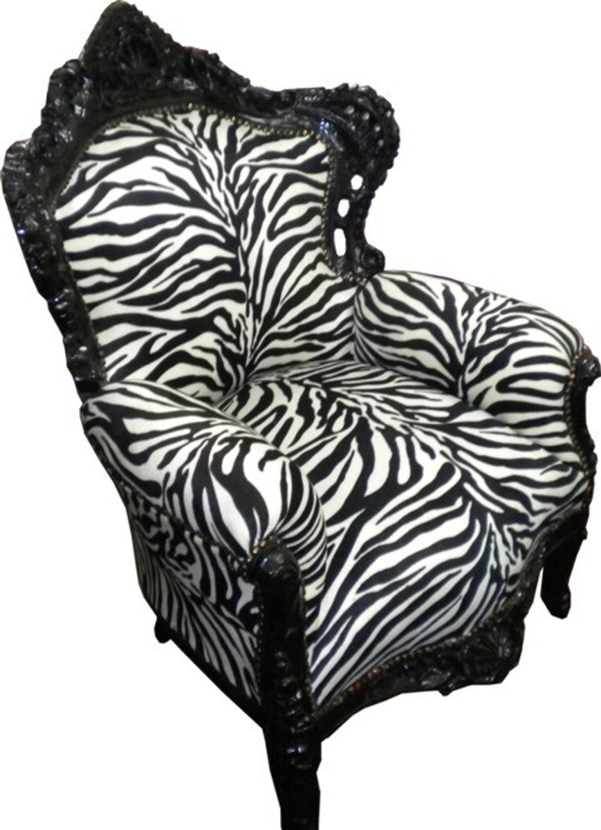 Barock Sessel King Zebra / Schwarz Möbel