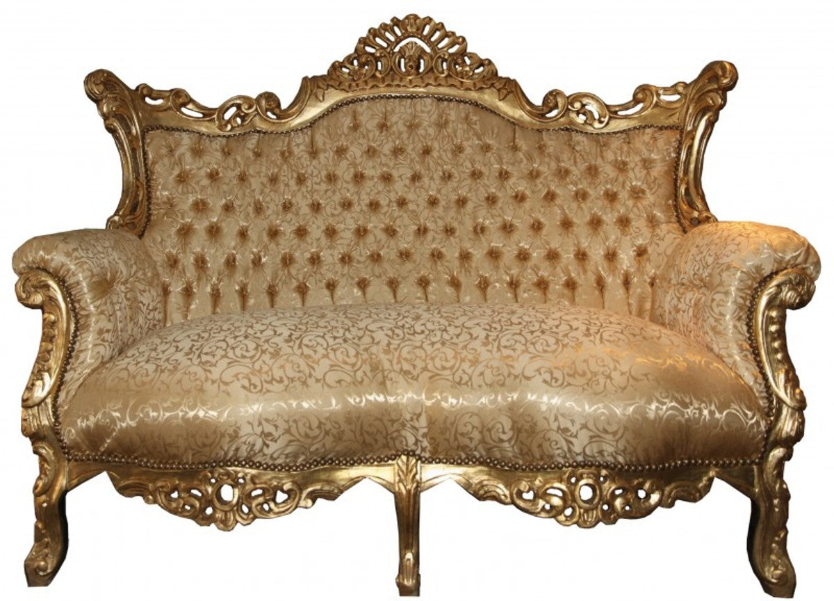 Barock 2er Sofa Master Gold Muster / Gold - Wohnzimmer Couch Möbel Lounge