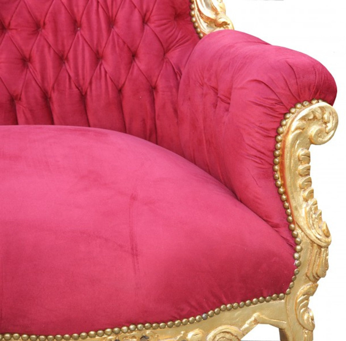 Barock Sofa 3er Master Bordeaux Rot /Gold- Antik Möbel