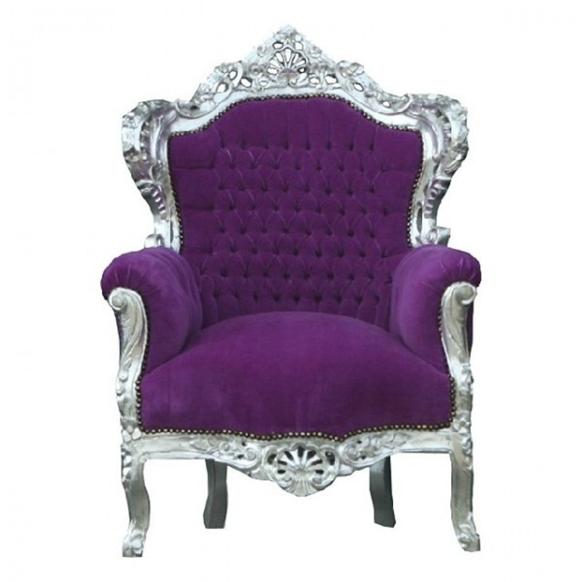 Barock Sessel King Lila/Silber