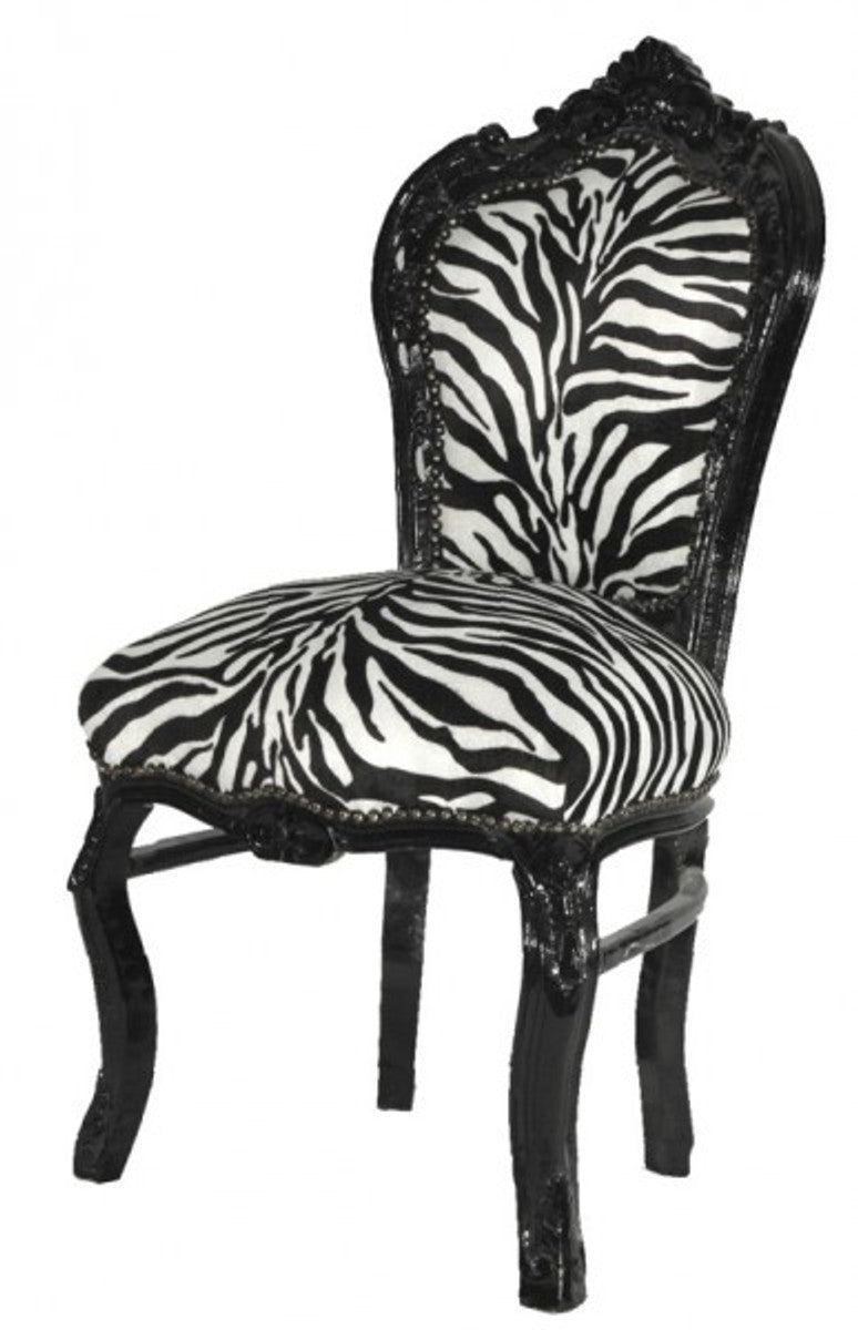 Barock Esszimmer Stuhl Zebra / Schwarz