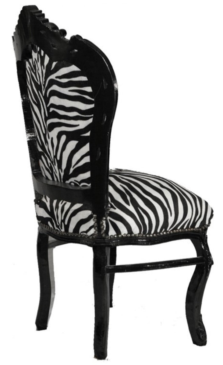 Barock Esszimmer Stuhl Zebra / Schwarz