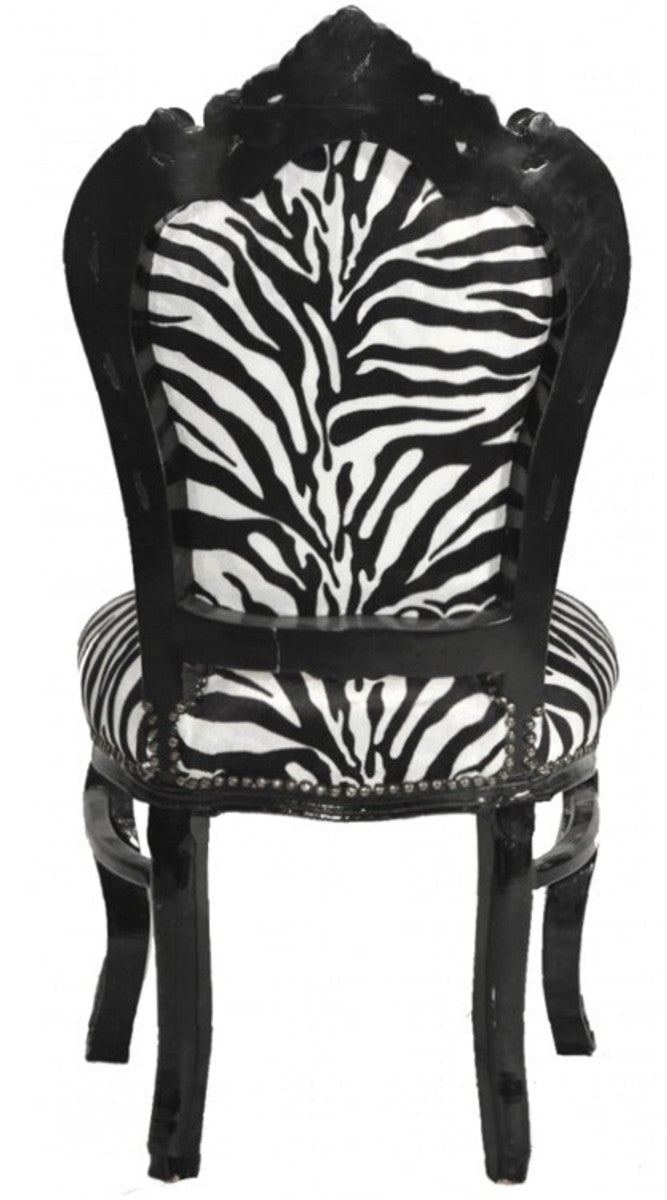 Barock Esszimmer Stuhl Zebra / Schwarz