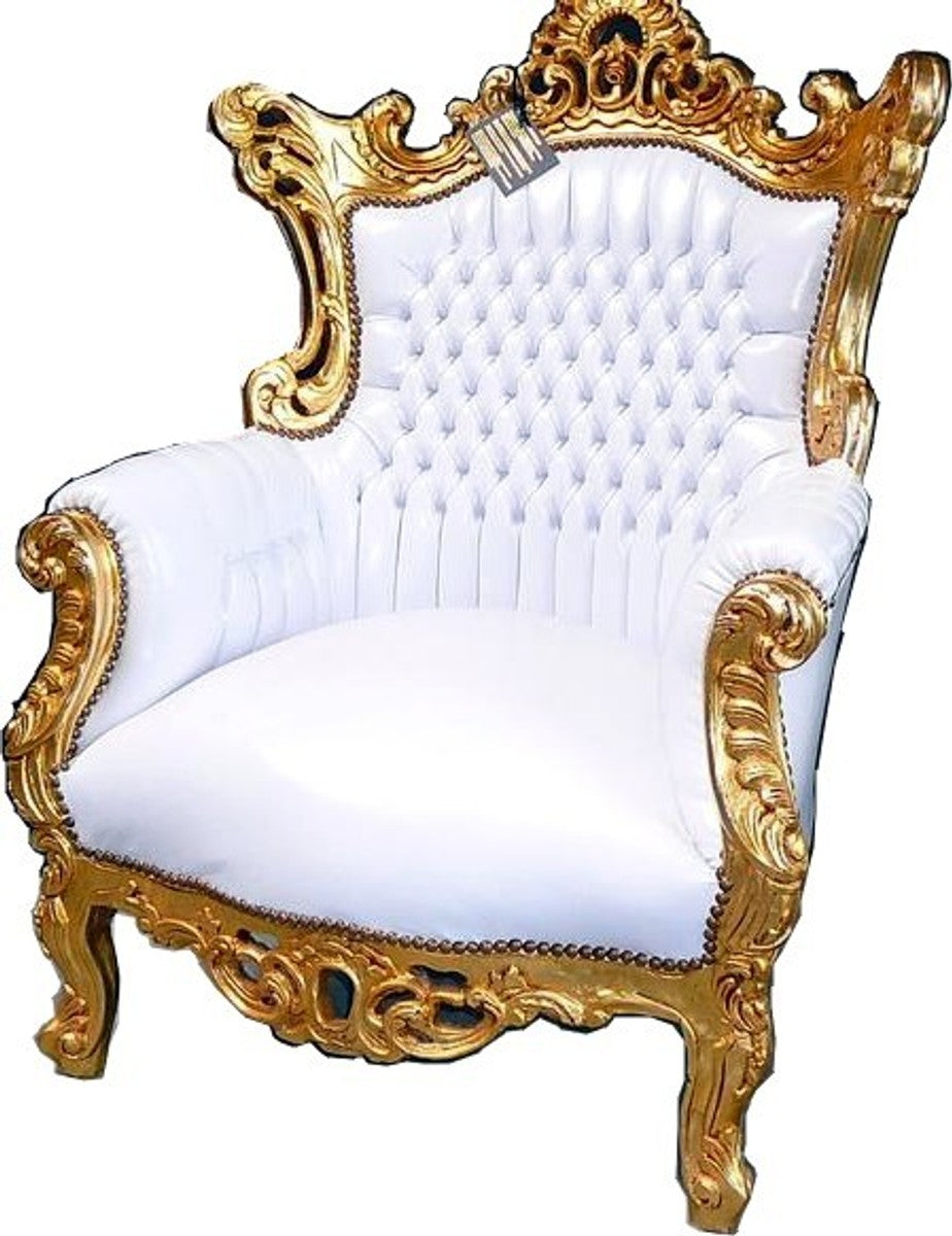 Barock Sessel Al Capone Weiß/Gold