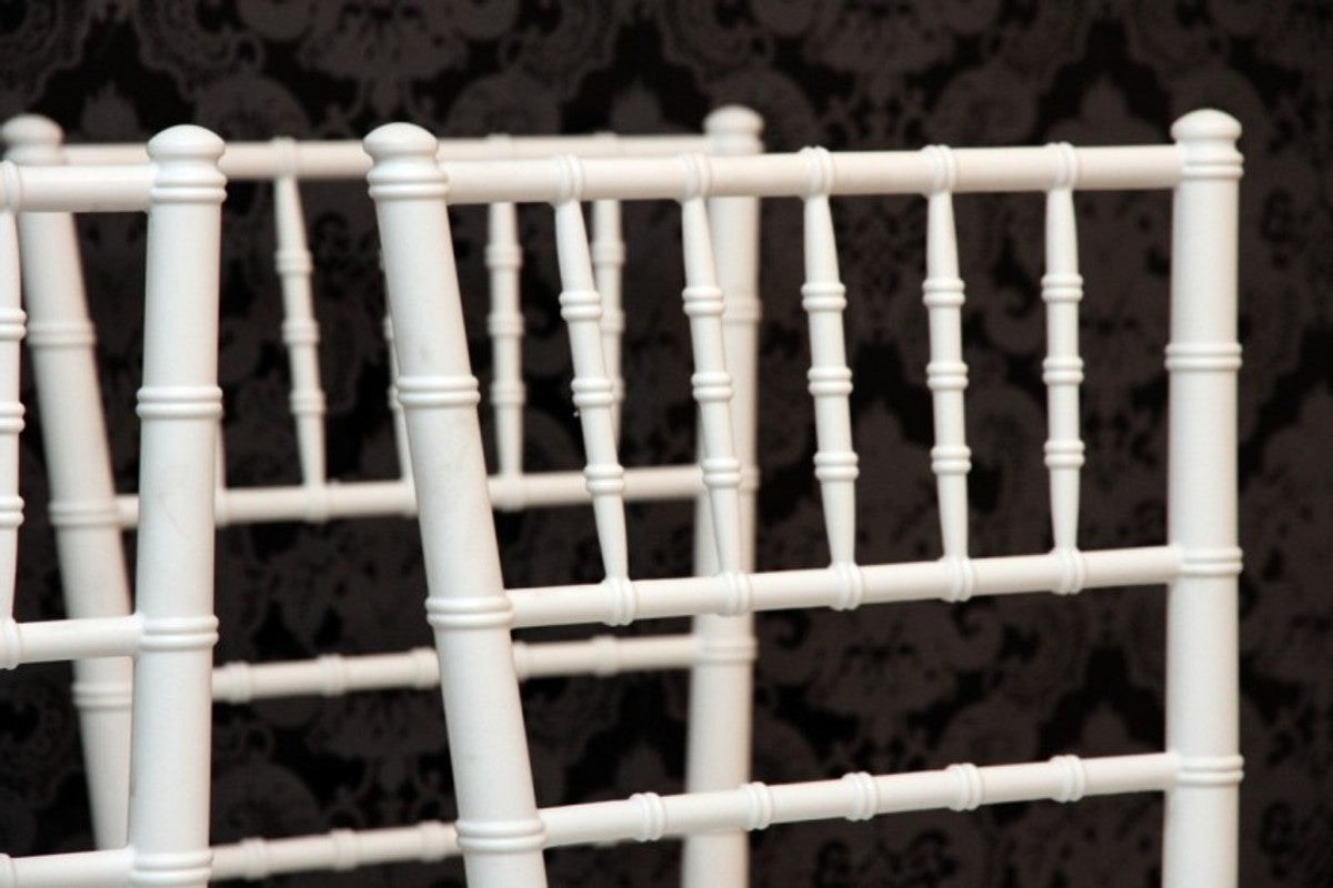 4er Set Designer Acryl Stuhl Weiß - Ghost Chair Möbel Designer Möbel - Polycarbonat Stühle