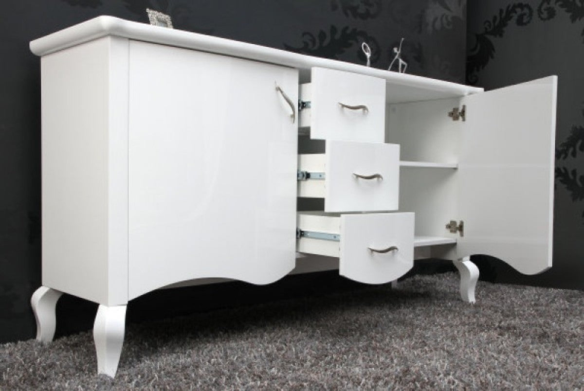 Barock Kommode Weiss Hochglanz - Moderne Barock Möbel Sideboard