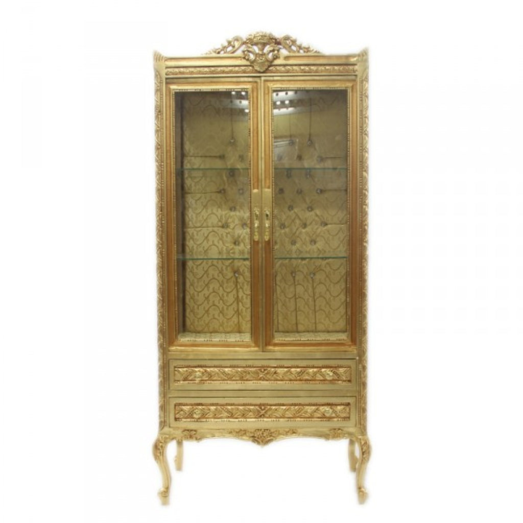 Barock Vitrine Gold ModF4 - Doppel Vitrinenschrank
