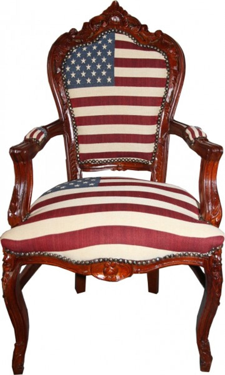 Barock Esszimmer mit Armlehnen USA / Mahagony Braun Antik Stil