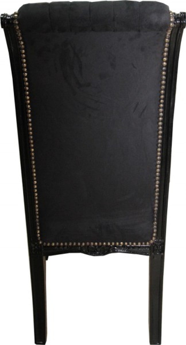Barock Hochlehner Esszimmer Stuhl Schwarz / Schwarz - Hochlehnstuhl Möbel
