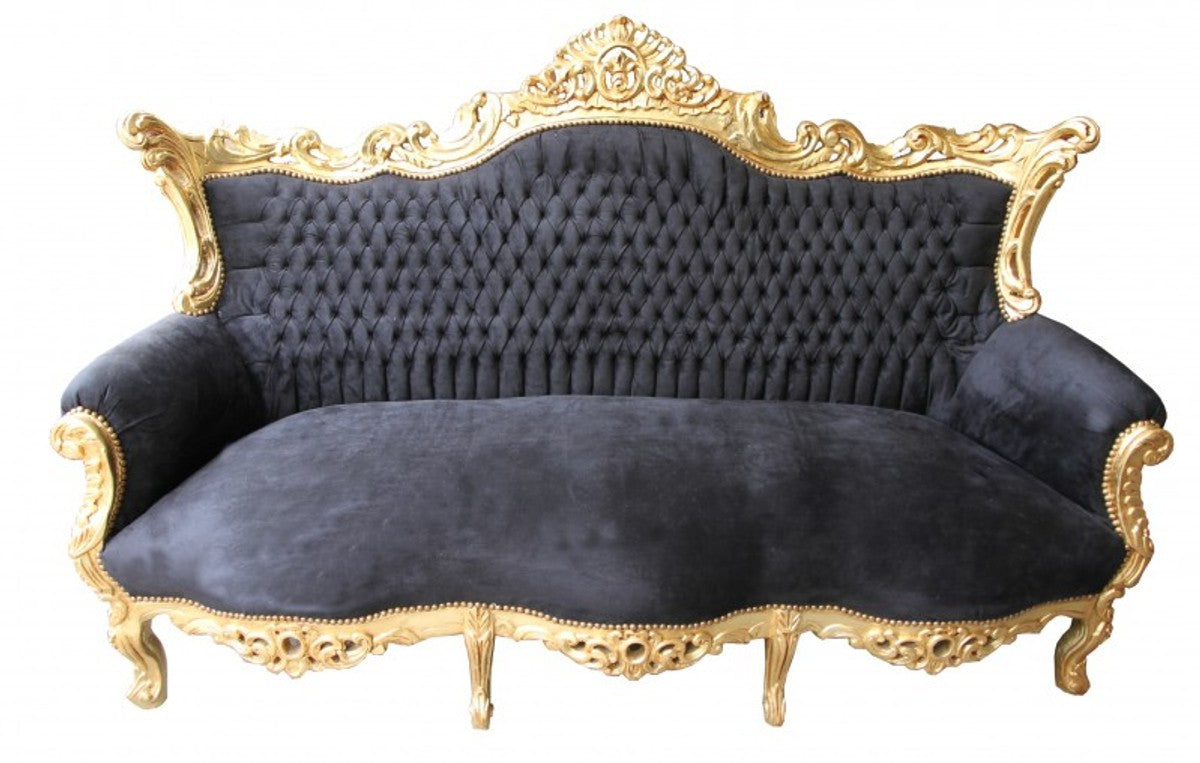 Barock Sofa Master Schwarz/Gold