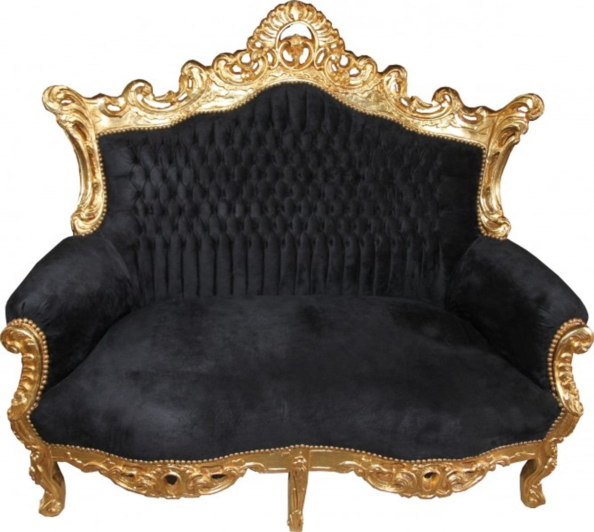 Barock 2er Sofa Master Schwarz / Gold - Antik Stil Möbel