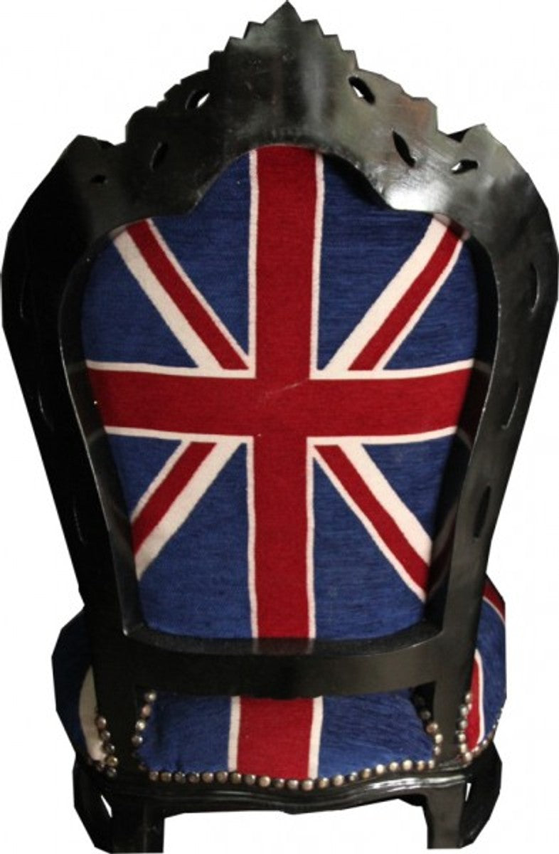 Barock Esszimmer Stuhl Union Jack / Schwarz - Möbel Antik Stil