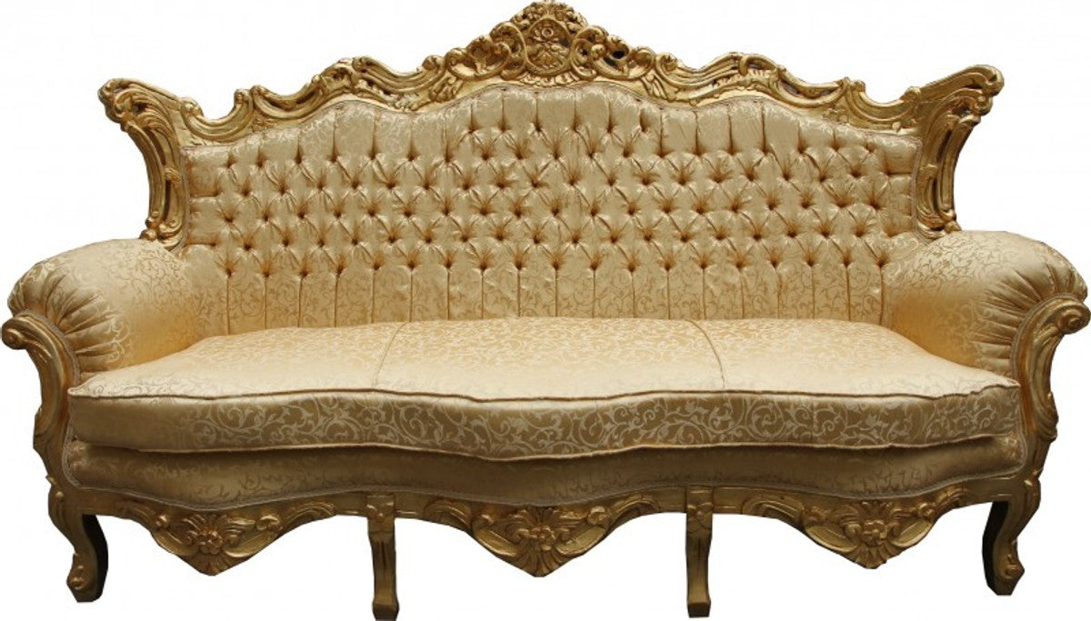 Barock Sofa Master Gold Muster / Gold - Wohnzimmer Couch Möbel Lounge