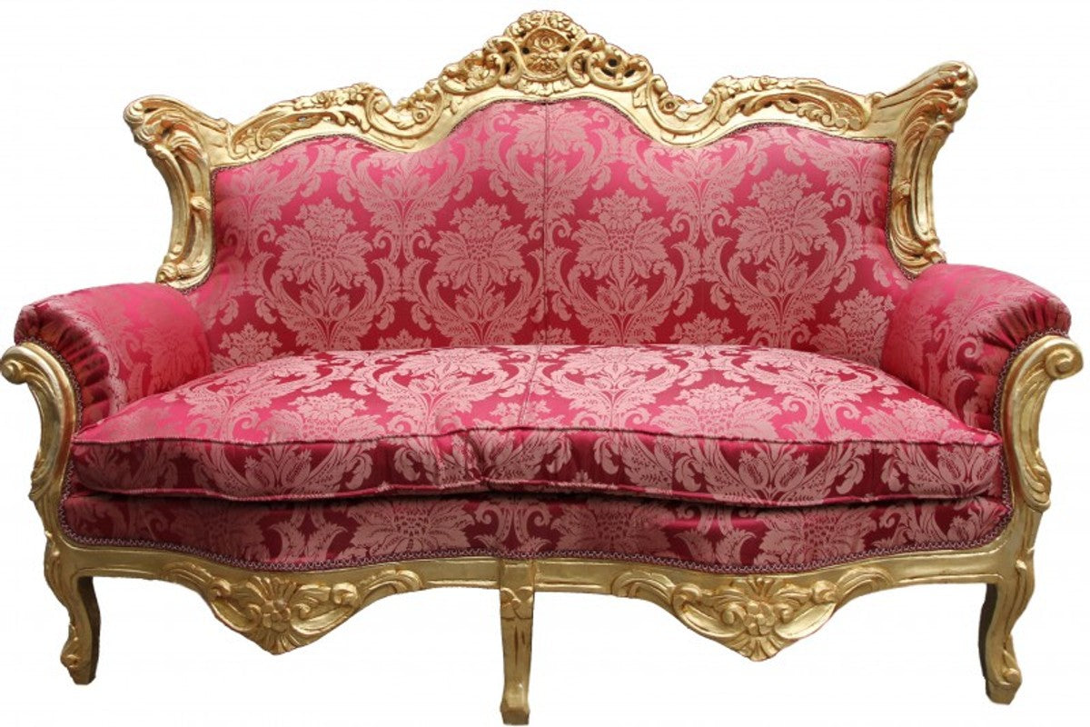 Barock 2er Sofa Master Bordeaux Muster/ Gold 2Mod - Wohnzimmer Couch Möbel Lounge
