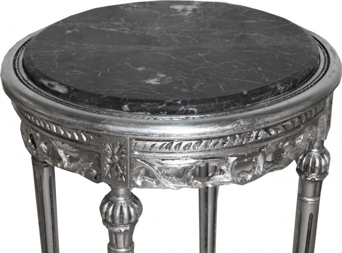 Barock Beistelltisch Rund Silber ModY12 73 x 47 cm Antik Stil