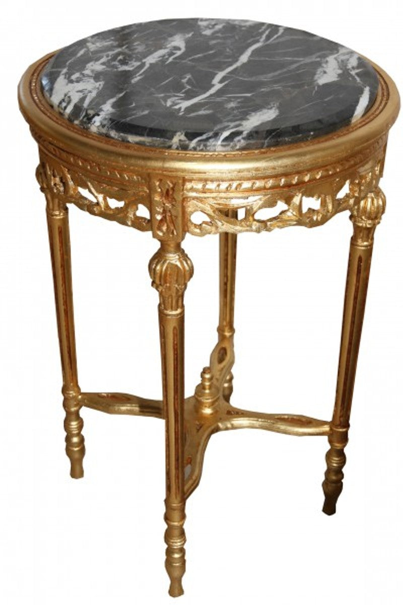 Barock Beistelltisch Rund Gold ModY16 73 x 47 cm Antik Stil