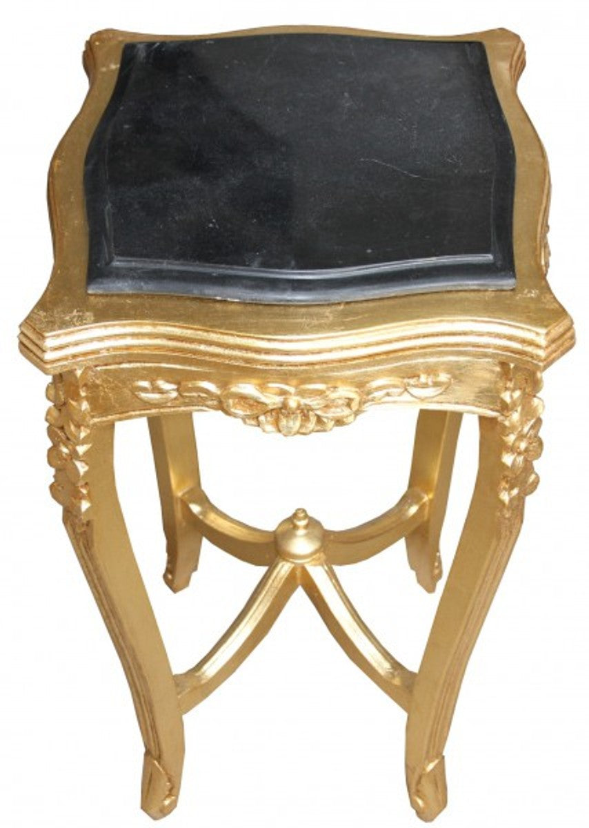 Barock Beistelltisch mit Marmorplatte Viereckig Gold Mod W18 70 x 37 cm - Antik Stil