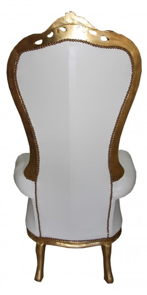Barock Thron Sessel Majestic Mod1 Weiß/Gold - Riesensessel -Thron Stuhl Tron