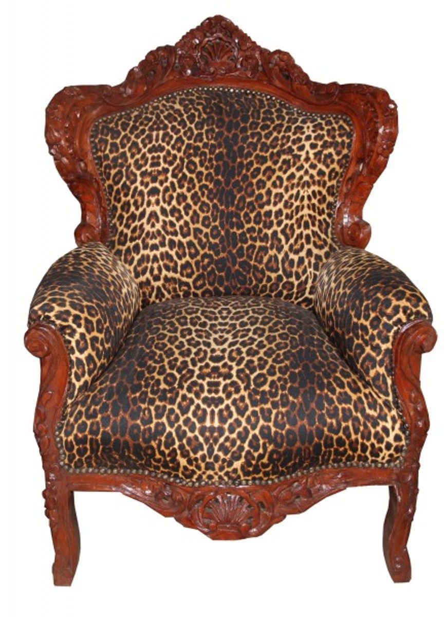 Barock Sessel King Leopard/Braun- Antik Stil
