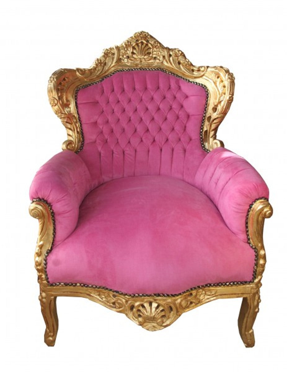 Barock Sessel King Pink /Gold- Antik Stil