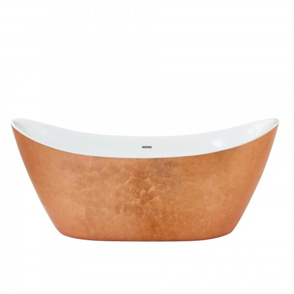 Art Deco Badewanne freistehend Kupfereffekt Modell He-Hyl 1730mm - Freistehende Retro Antik Jugendstil Badewanne