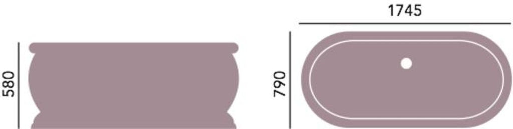 Art Deco Badewanne freistehend Weiß Modell He-Der 1735mm - Freistehende Retro Antik Badewanne Barock