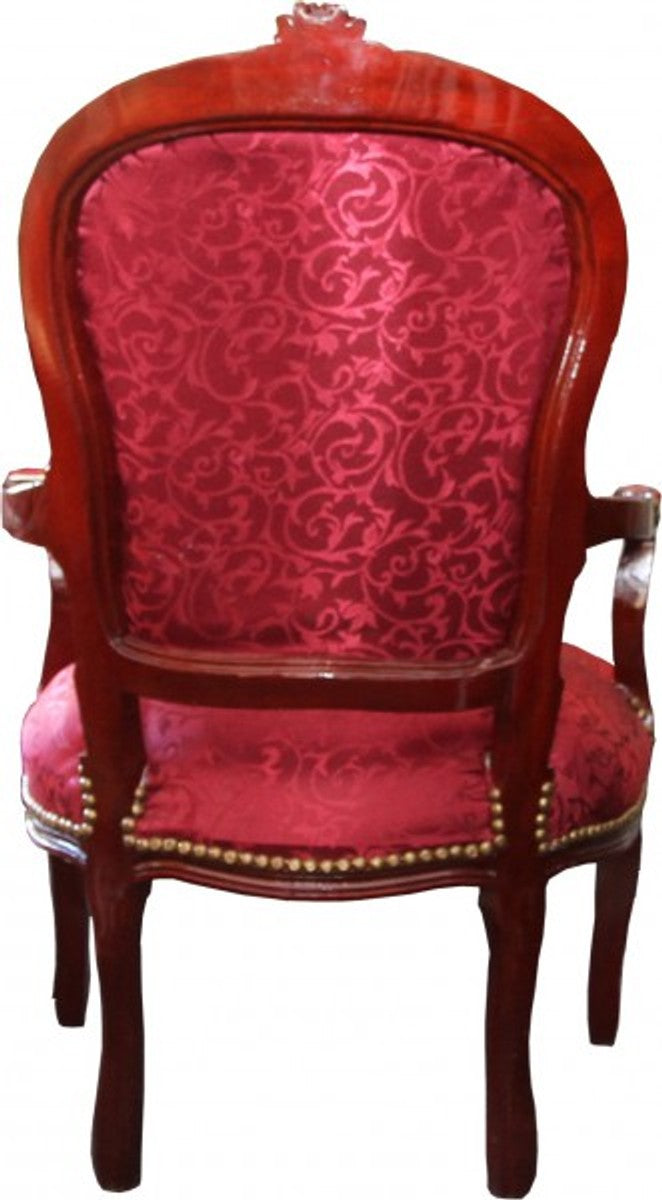 Barock Salon Stuhl Bordeaux Rot Muster / Braun Mod2 - Stühle Möbel
