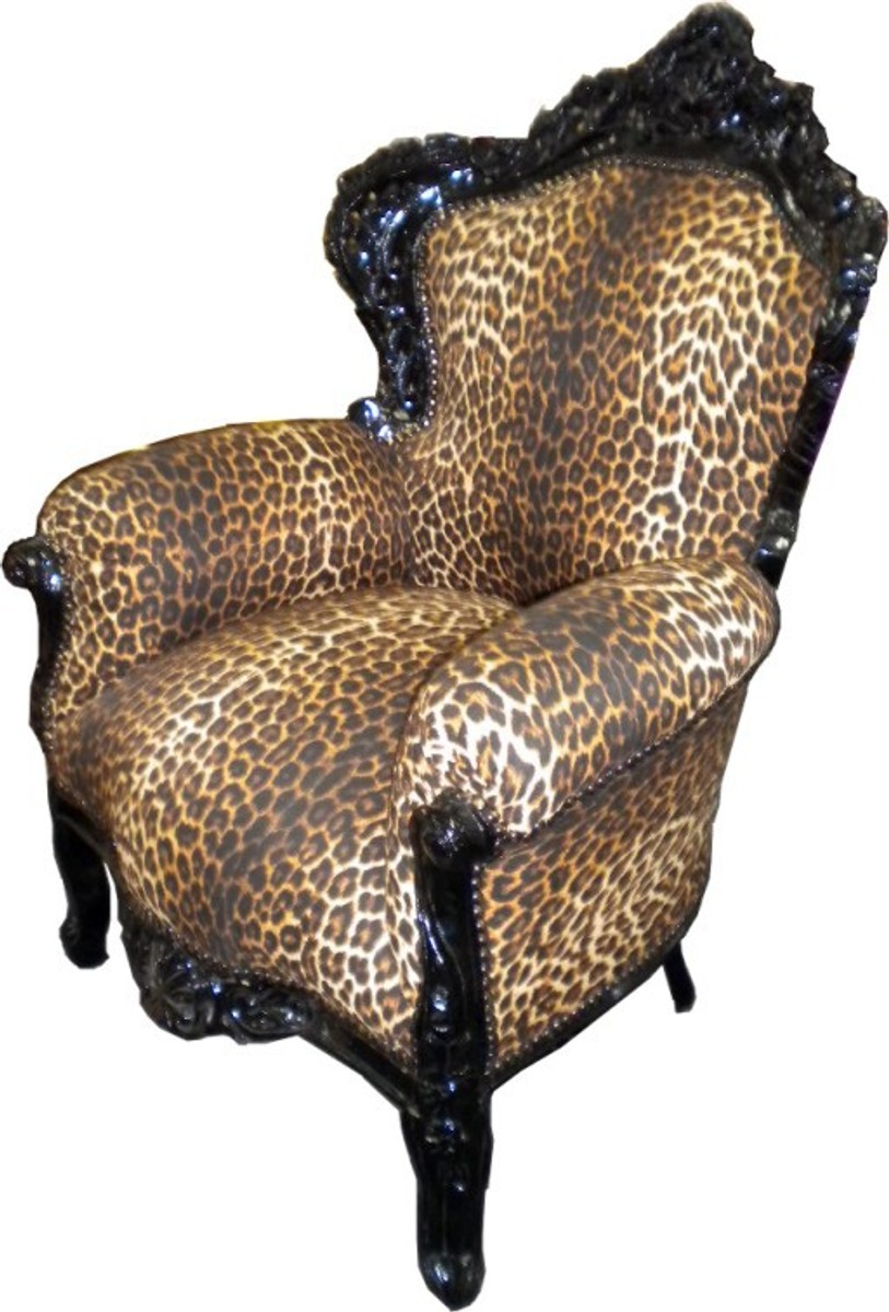 Barock Sessel King Leopard / Schwarz - Limited Edition