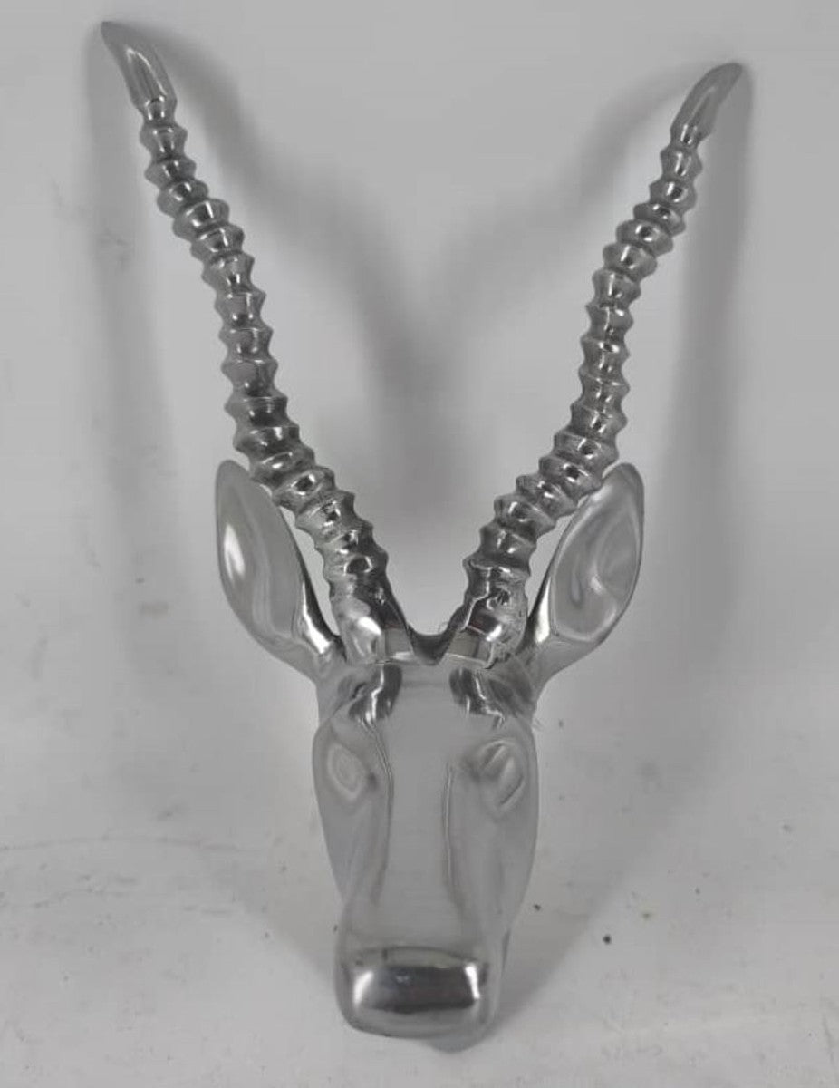 Aluminium Wanddeko Geweih Gazelle Silber H. 30 cm - Deko Accessoires