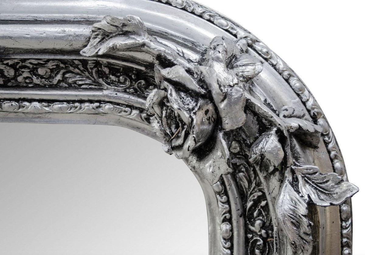 Antik Stil Wandspiegel Silber 142 x H. 100 cm - Barock Wohnzimmer Möbel