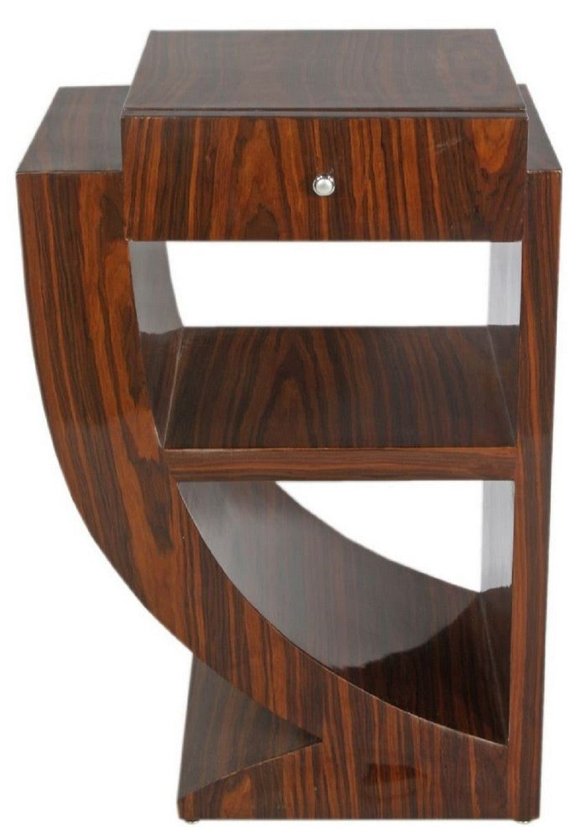 Art Deco Beistelltisch Set Braun 50 x 40 x H. 75 cm - Mahagoni Beistelltische mit Schublade - Nachttische - Luxus Qualität