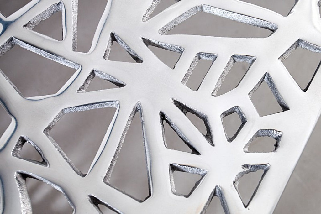 Art Deco Couchtisch Silber Metall 60 x 60 x H. 32 cm - Jugendstil Tisch - Möbel Wohnzimmer