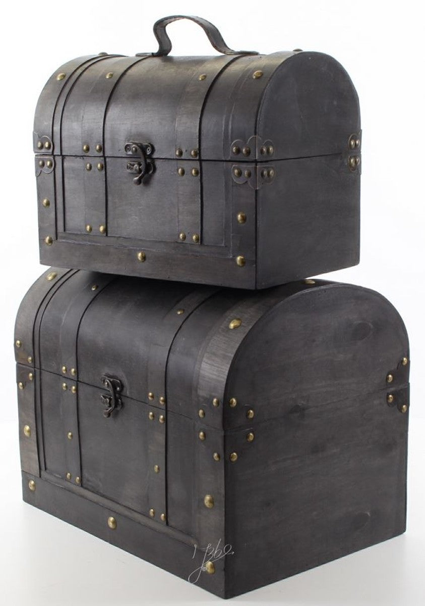 Art Deco Holz Lunchbox Set Schwarz - Wohnzimmer Dekoration