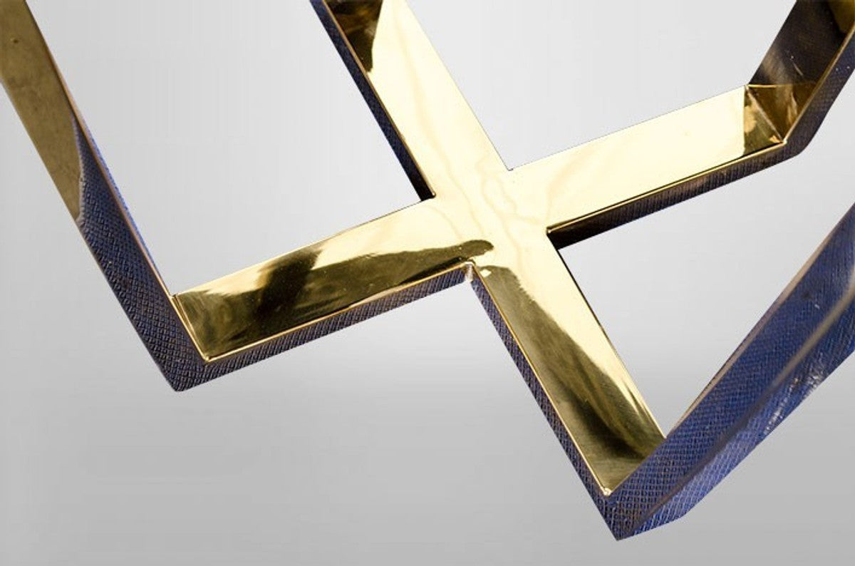 Art Deco Beistelltisch Gold Metall / Marmor 35 x 35 cm- Jugendstil Tisch - Möbel Blumentisch