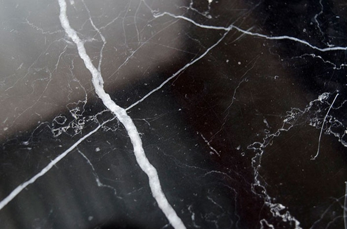 Art Deco Beistelltisch Schwarz Metall / Marmor 65 x 65 cm- Jugendstil Tisch - Möbel Blumentisch