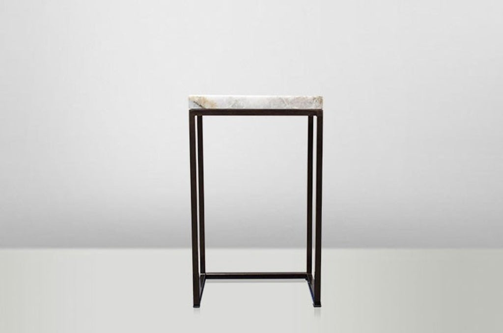 Art Deco Beistelltisch Onyx / Metall 40 x 27 cm- Jugendstil Tisch - Möbel Blumentisch