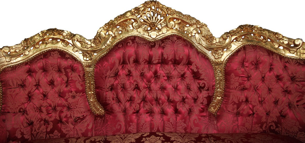 Barock 3er Sofa Lord Bordeaux Barock Muster / Gold - Möbel Lounge Couch