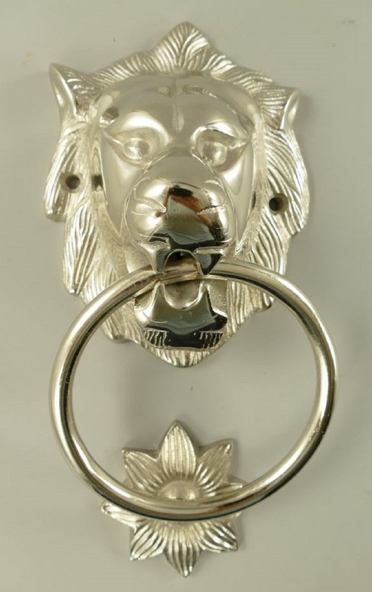 Barock Aluminium Türklopfer Löwe Silber H. 28 cm - Barock Deko Accessoires