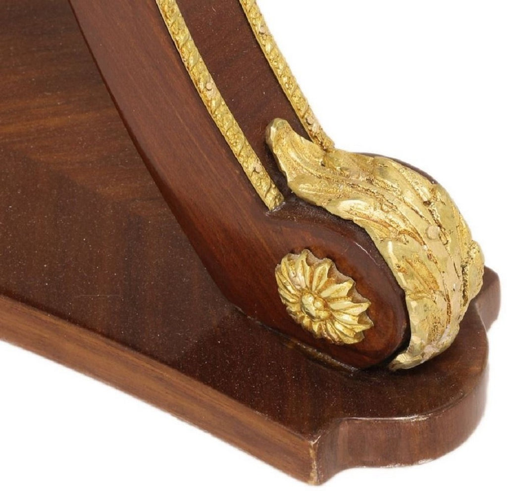 Barock Beistelltisch Braun / Gold / Grau Ø 55 x H. 78 cm - Runder Massivholz Tisch im Barockstil - Barock Wohnzimmer Möbel