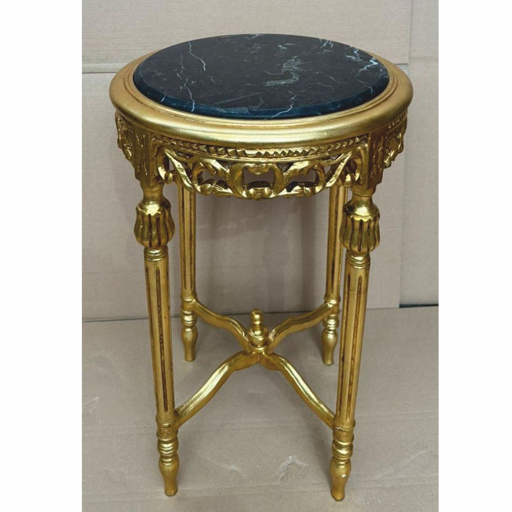 Barock Beistelltisch Gold / Schwarz Ø 45 x H. 72 cm - Barock Möbel