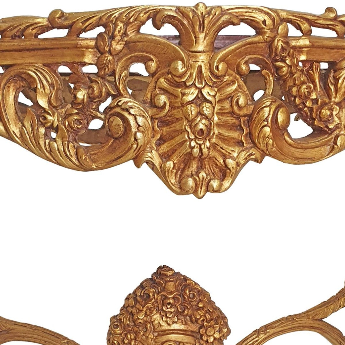 Barock Beistelltisch Gold / Grau - Rechteckiger Antik Stil Tisch mit Marmorplatte - Wohnzimmer Möbel im Barockstil - Antik Stil Möbel - Barock Möbel