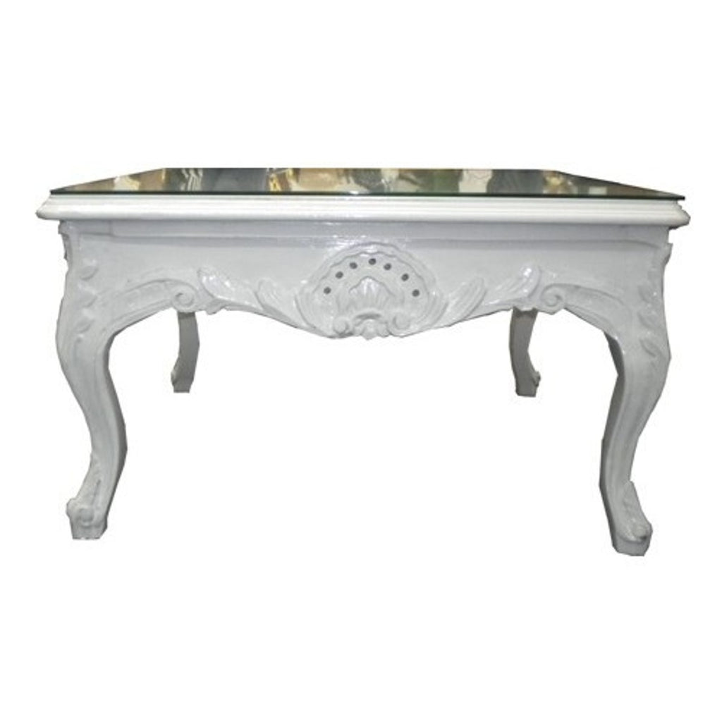 Barock Beistelltisch Weiß 80 x 80 cm - Couchtisch - Wohnzimmer Tisch