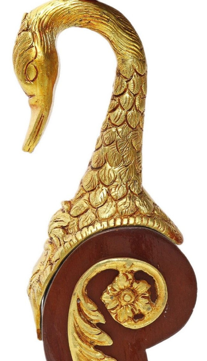 Barock Mahagoni Beistelltisch mit Glasplatte Braun / Gold Ø 55 x H. 78 cm - Prunkvoller runder handgefertigter und handbemalter Tisch mit wunderschönen Verzierungen