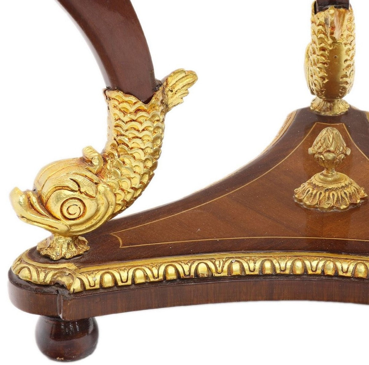 Barock Mahagoni Beistelltisch mit Glasplatte Braun / Gold Ø 55 x H. 78 cm - Prunkvoller runder handgefertigter und handbemalter Tisch mit wunderschönen Verzierungen