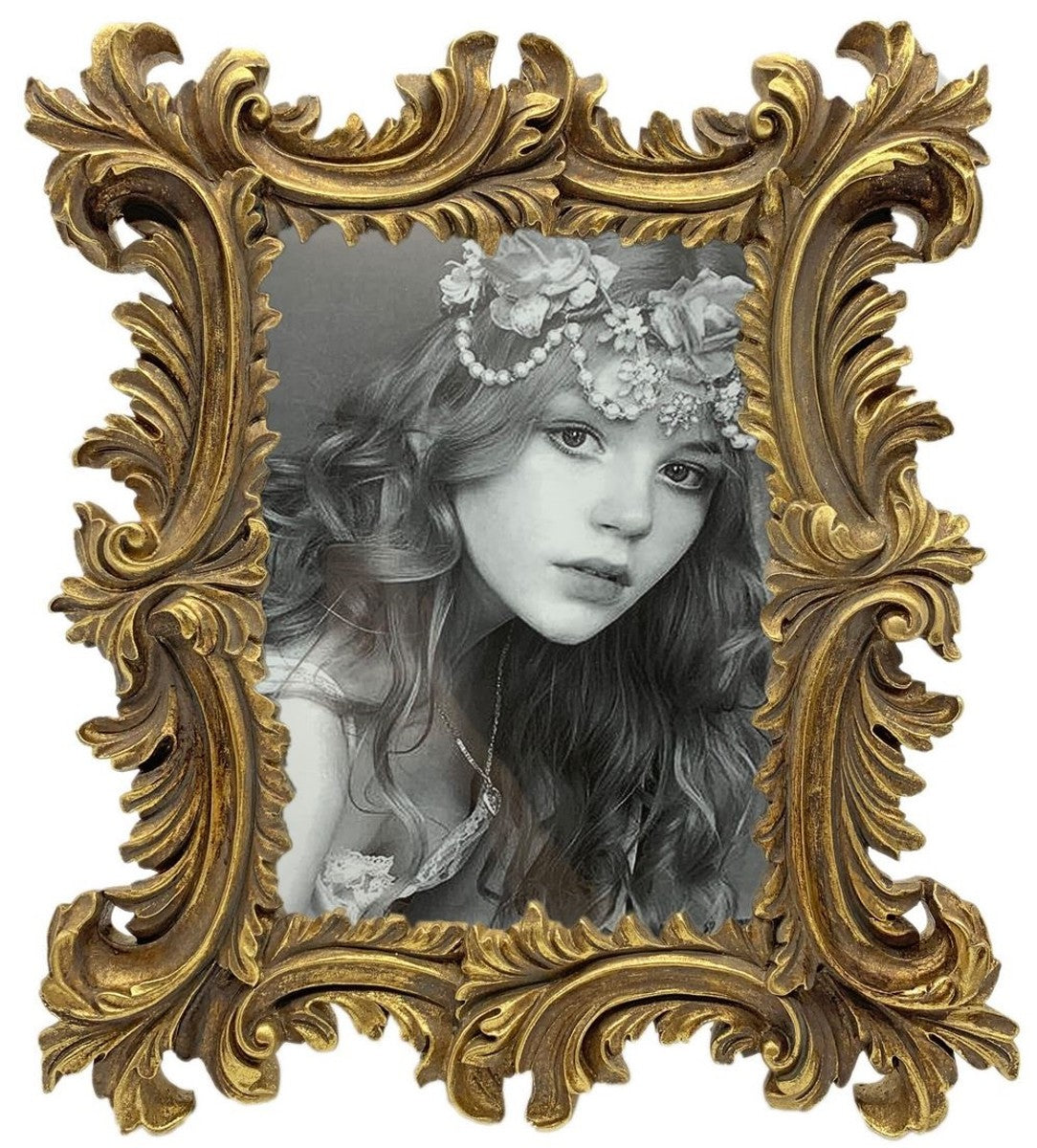 Barock Bilderrahmen Antik Gold 13 x H. 18 cm - Antik Stil Bilderrahmen - Wohnzimmer Deko - Schreibtisch Deko - Deko Accessoires im Barockstil