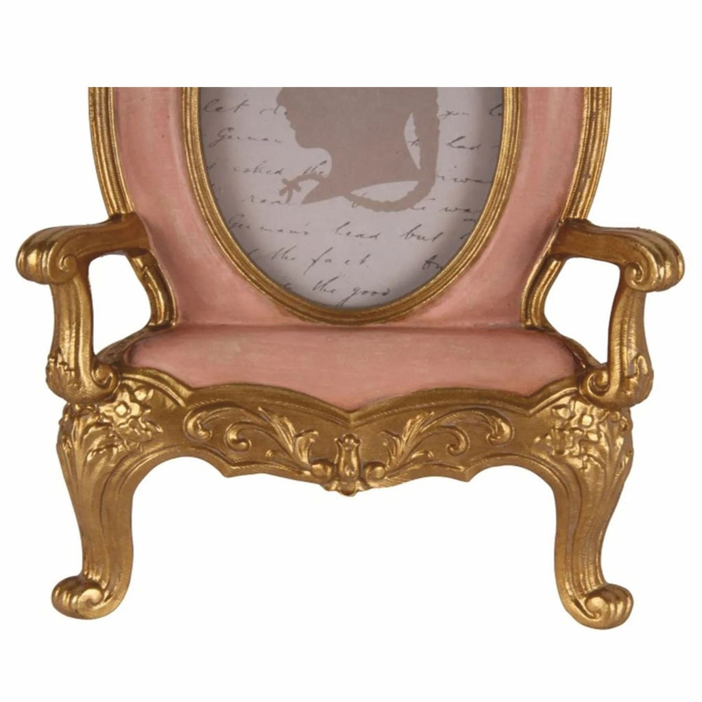 Barock Bilderrahmen in Sessel Form Rosa / Gold H. 18,5 cm