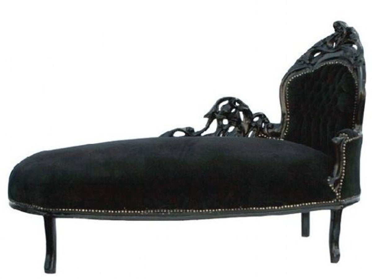 Barock Chaiselongue Schwarz / Schwarz rechte Seite - Möbel Recamiere Liege Interior