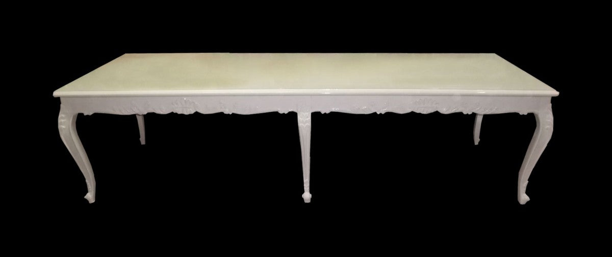 Barock Esstisch mit Glasplatte 300 x 88 x H. 83 cm - Luxus Esstisch